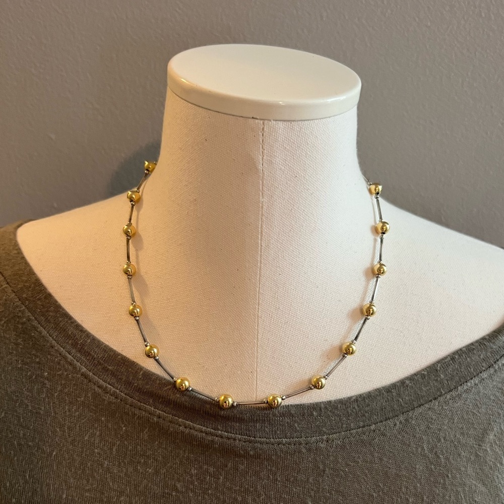 Signature necklace, silver with gold balls.